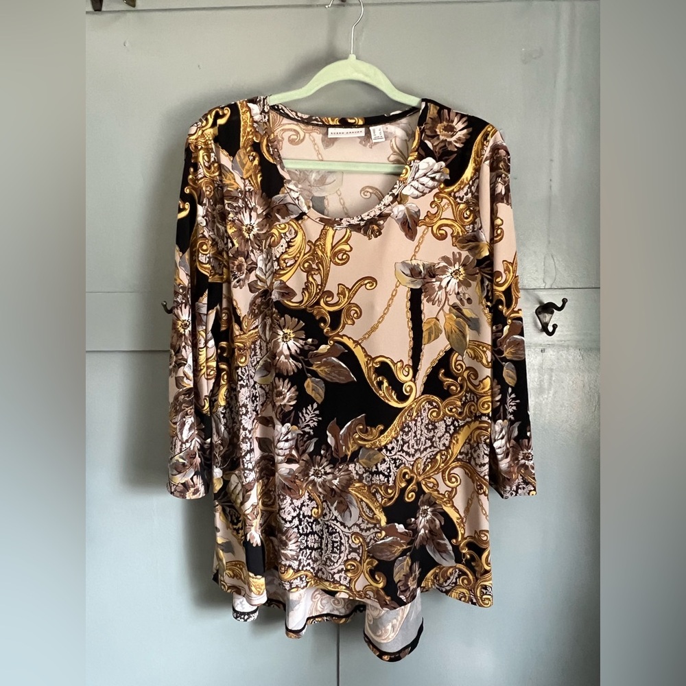 Susan Graver Print Women's Top, size L